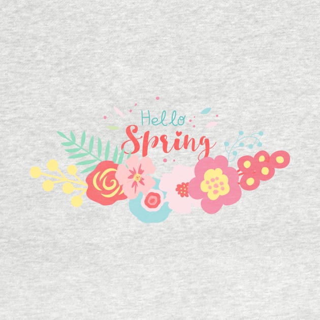 Hello spring quote with fowers by raghda